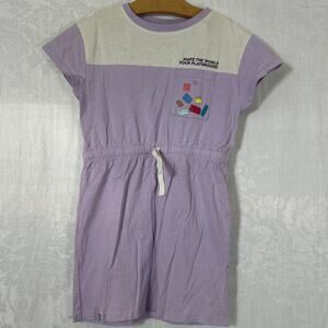 H&M Lego Dress Girls 3T 4T Purple White NEW Make the World Your Playground